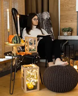 Svietniky KONDELA Elijar Typ 3 kovový lampáš 56,5 cm čierna