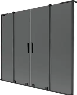 Sprchové dvere MEXEN/S - Velar L Duo dvojkrídlová posuvná vaňová zástena 200 x 150, grafit, čierna - 896-180-003-42-70 896-200-003-42-70