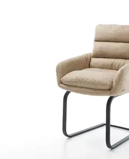 Jedálenské stoličky DELIFE Jedálenská stolička Abelia-Flex s opierkami mikrovlákno béžová vintage jedálenská stolička plochá čierna