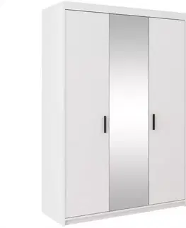 Šatníkové skrine Skriňa Elena 3D biela/zrkadlo