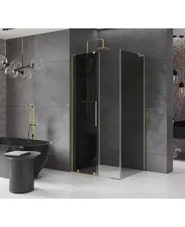 Sprchovacie kúty MEXEN/S - Velar L sprchovací kút, posuvné dvere 120 x 85, grafit, zlato 871-120-085-43-50