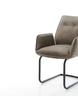 Jedálenské stoličky DELIFE Jedálenská stolička Zoa-Flex mikrovlákno taupe vintage jedálenská stolička okrúhla čierna vrecková pružina