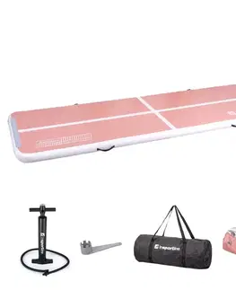 Žinenky Airtrack inSPORTline Airstunt 400x100x10 cm korálová ružová s ručnou pumpou