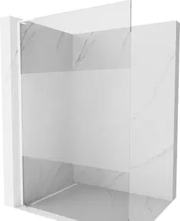 Sprchové dvere MEXEN/S - Kioto L Sprchová zástena WALK-IN 70 x 200, transparent/dekor, biela 800-070-103-20-35