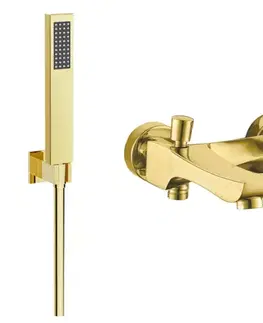 Kúpeľňové batérie MEXEN/S - Estrella R02 vaňová batéria so sprchou set, zlato 7233R02-50