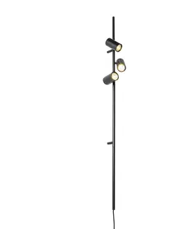 Nástenné osvetlenie Nástenná lampa čierna s nožným spínačom 3-svetlá - Jeana Luxe