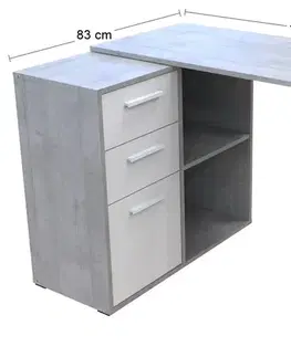 Písacie a pracovné stoly NABBI Talent T8 písací stôl betón / biela