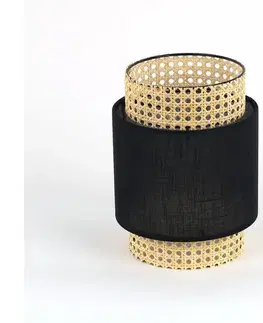 Lampy  Náhradné tienidlo k stolovej lampe a lustru BOHO E27 pr. 20 cm ratan/čierna 9415