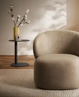 Lounge kreslá DELIFE Lounge kreslo Pulo 80x80 cm mikrovlákno béžová vintage