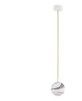 Svietidlá Argon 8451 - Luster na lanku ALMIROS 1xE14/7W/230V pr. 12 cm alabaster biela/zlatá 8451