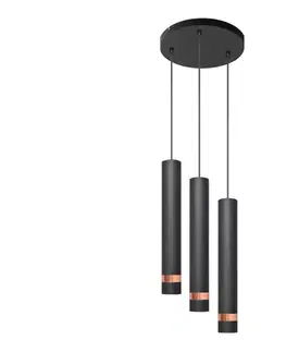 Svietidlá  LED Luster na lanku TUBA 3xGU10/4,8W/230V čierna/medená W-KD 1111/3 BK+RG+BK