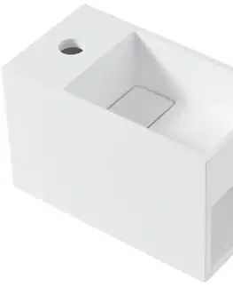 Umývadlá CERANO - Umývadlo z liateho mramoru Zeno, závesné ľavé - biela matná - 33x18 CER-417206L2