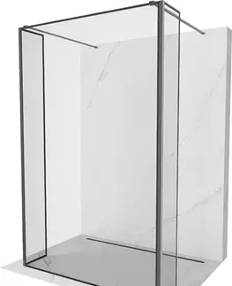 Sprchové dvere MEXEN/S - Kioto Sprchová zástena WALK-IN voľne stojaca 120 x 30 x 30, čierny vzor, grafit kartáčovaná 800-120-030-222-66-70-030
