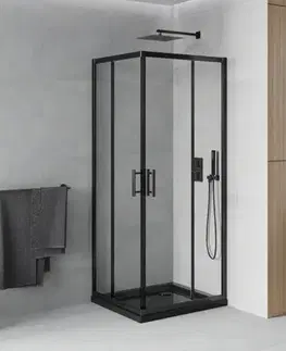 Vane MEXEN/S - Rio ksprchovací kút 70 x 70, transparent, čierna + vanička so sifónom 860-070-070-70-00-4070B