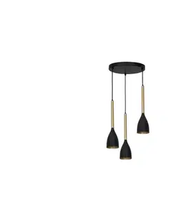 Svietidlá  Luster na lanku ISTAPPAR 3xE27/60W/230V čierna/zlatá 3300