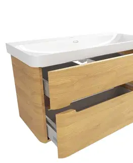 Kúpeľňový nábytok Kúpeľňová skrinka s umývadlom SAT Fusion 97,5x53x45 cm dub medový mat SATFUSION2100DMU SATFUSION2100DMU