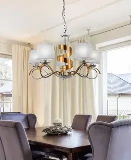 Svietidlá Závesná lampa chróm/zlatá 5xE14 luster Denis