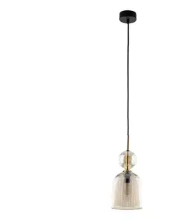 Svietidlá  Závesný luster SOPHIA 1xE14/10W/230V čierna/dymovo-béžová 11039