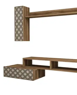 Obývacie steny TV skrinka / Obývacia stena Planet - Walnut, Cream