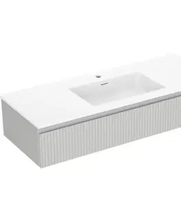 Kúpeľňový nábytok MEXEN/S - Rivel kúpeľňová skrinka 120 cm s umývadlom Otis, 1 šuplík, reliéf, šedá mat/biela mat 91A20-12023-1-BF62-W18M01