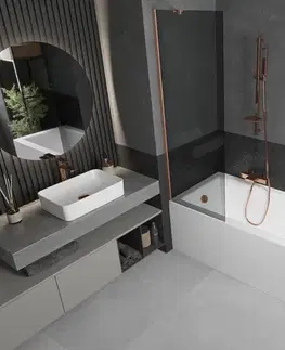 Sprchové dvere MEXEN/S - Next vaňová zástena FIX 60 x 150, grafit, meď kartáčovaná 895-060-000-00-40-65