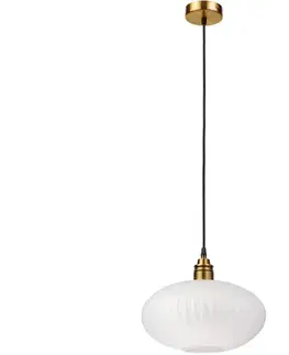 Svietidlá  Závesné svietidlo na lanku HECTOR 1xE27/15W/230V, biela/ mosadz, priemer 30 cm LM-1.297/D