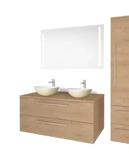 Kúpeľňový nábytok Mereo Bino, kúpeľňová skrinka s umývadlom z liateho mramoru 101 cm, dub Arlington CN622M