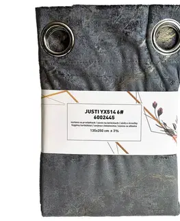 Závesy do spálne Záves na krúžkoch Velvet Justi YX514/6 135x250 cm sivý