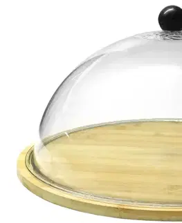 Podnosy a tácky MAKRO - Servírovací podnos s krytom okrúhly 31,7x15,5cm