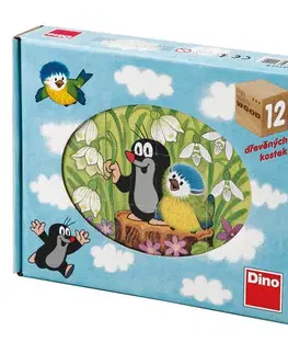 Obrázkové kocky Dino Toys Drevené kocky Krtko a vtáčik 12 Dino