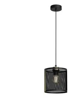 Svietidlá  Luster na lanku KAGA 1xE27/60W/230V čierna/zlatá 4149