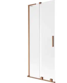 Sprchové dvere MEXEN/S - Velar L dvojkrídlová posuvná vaňová zástena 85 x 150, dekor, meď kartáčovaná 896-085-003-31-65