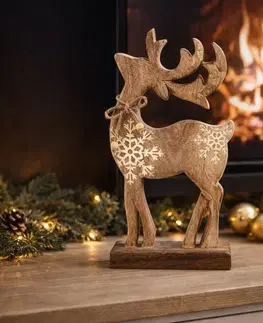 Vianočné dekorácie 4Home Dekorácia z mangového dreva Snowflake Deer, 33 cm