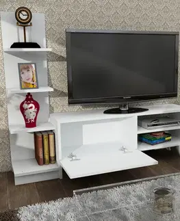 Nábytkové zostavy DALI malá TV stena s regálom, biela matná