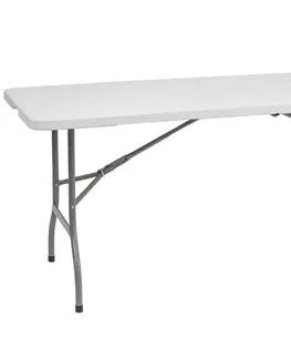 Záhradné stolíky NABBI Vivas cateringový skladací stôl 180x70 cm sivá / biela