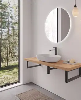 Kúpeľňový nábytok CERANO - Doska pod umývadlo Navira Pro + 2 konzoly pod dosku - dub medový - 100x46x3,6 CER-606036