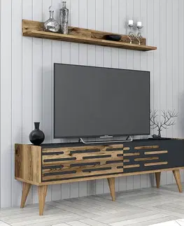Obývacie steny TV skrinka / Obývacia stena Valensiya 140 - Walnut, Anthracite