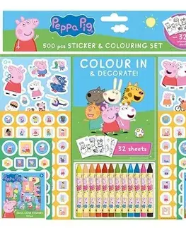 Nalepovačky, vystrihovačky, skladačky Samolepkový set s maľovankami a voskovkami 500 ks - Prasiatko Peppa