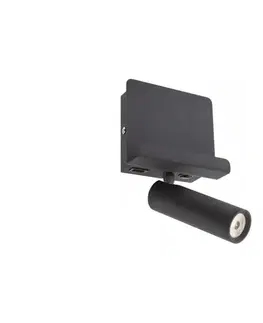 Svietidlá Redo 01-3084 - LED Nástenné bodové svietidlo PANEL LED/3,5W/230V USB čierna 01-3084