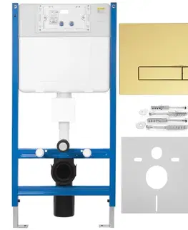 Záchody REA/S - Podomietkový WC systém K011A-Q + tlačidla I Brush Gold KPL-E9560