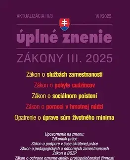 Zákony, zbierky zákonov Aktualizácia 2025 III/3 - Zamestnanosť a pobyt cudzincov - Kolektív autorov