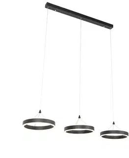 Závesné svietidlá Závesné svietidlo čierne obdĺžnikové vrátane LED 3-stupňové stmievateľné 3-svetlo - Lyani