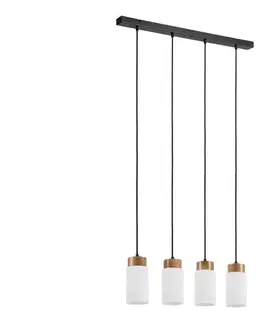 Svietidlá  Závesný luster MARKUS 4xE27/15W/230V čierna/dub LM-4.260/CZARNY