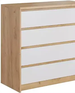 Komody do spálne Komoda 93 4s Biela/Craft