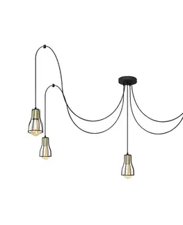 Svietidlá  Luster na lanku TUBE 5xE27/15W/230V pavúk čierna/zlatá W-KM 1924/5K BK+GO+BK