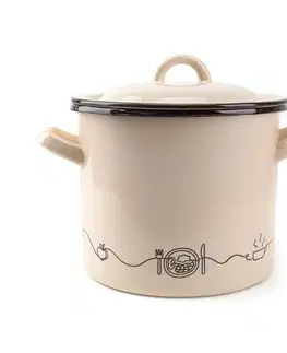 Hrnce Kinekus Hrniec smaltovaný s pokrievkou, 21cm/6L, dekor Linea