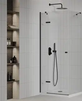 Vane MEXEN/S - Roma sprchovací kút 100x100, transparent, čierna + biela vanička so sifónom 854-100-100-70-00-4010B