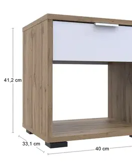 Nočné stolíky NABBI Nosen N2 nočný stolík dub tahoe / biela