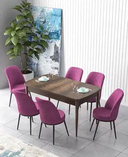 Jedálenské sety Extendable Dining Table & Chairs Set (7 Pieces) Zen - Baroque, Purple