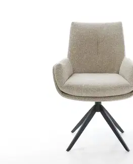 Jedálenské stoličky DELIFE Jedálenská stolička Clea-Flex tkanina mäkká béžová krížová podstava široká čierna 360° otočný hojdacia funkcia